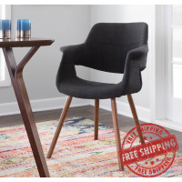 Lumisource CHR-JY-VFL CHAR Vintage Flair Mid-Century Modern Chair in Walnut and Charcoal Fabric
